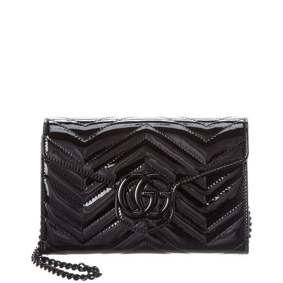 Gucci GG Marmont Matelasse Patent Wallet On Chain - Picture 1 of 4